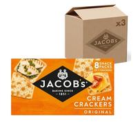 JACOB'S Cream Cracker Multipack 8 Snack Packs, 185 g (Pack of 3)