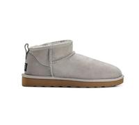 Jacobs & Dalton Women’s Mini Ankle Sheepskin Boots - Genuine Sheepskin & Suede Super Short Boots - Plush Wool Lining with Lightweight EVA Sole - Easy Slip-On Low-Cut Winter Bootie - Grey/UK 7