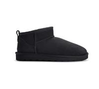 Jacobs & Dalton Women’s Mini Ankle Sheepskin Boots - Genuine Sheepskin & Suede Super Short Boots - Plush Wool Lining with Lightweight EVA Sole - Easy Slip-On Low-Cut Winter Bootie - Black/UK 7