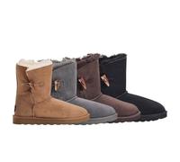 Jacobs & Dalton Women’s Sheepskin Toggle Boots - Ankle Winter Boots with Soft Warm Lining, Durable Non-Slip Sole - Cozy Indoor & Outdoor Footwear for Everyday Comfort and Style - Chestnut/UK 8