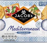 JACOB'S Mediterranean Crackers - Pinch of Salt 190g - PACK OF 6
