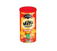 Jacob's Mini Cheddars 260g, Baked with Real Cheese, Keep The Freshness for Longer, No Artificial Colours or Flavours Pack of 2