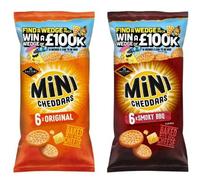Jacobs Mini Cheddars Baked Cheese Biscuits, Original and Smoky BBQ Flavours.