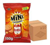JACOB'S Mini Cheddars Franks Red Hot Original Baked Snacks, 10 x 150 g