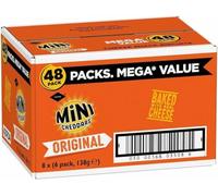 Jacobs Mini Cheddars Original Cheese Biscuits, 48 Pack Mega Value Box, 8 x 6 Pack, 138g