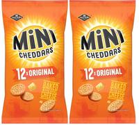 JACOB'S Mini Cheddars Original Crisp Multipack, Baked with Real Cheese, 12 x 23 g Bags Per Pack (Pack of 2)