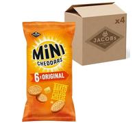 JACOB'S Mini Cheddars Original Multipack Crisps, 6 x 23 g Bags (Pack of 4)