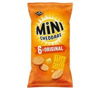 JACOB'S Mini Cheddars Original Multipack Crisps, Baked with Real Cheese, 6 x 23 g Bags Per Pack (Pack of 1)