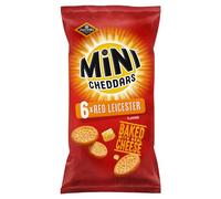 Jacob's Mini Cheddars Red Leicester Flavour Multipack Crisps, Baked with Real Cheese, 6 x 23 g Bags per Pack (Pack of 1)