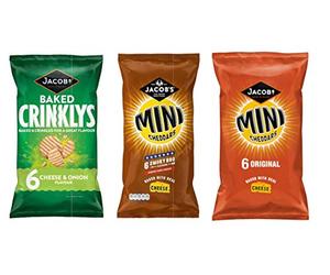 Jacob's Mini Cheddars Variety Pack (Crinklys Cheese & Onion, Mini Cheddars BBQ, Original)