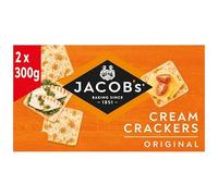Jacob's Original Cream Crackers Twin Pack 2 x 300g | Crispy Savoury Crackers for Cheese, Dips & Spreads | Light Baked Snack Biscuits | Tea Time Crackers | Family Pack (pack of 2)