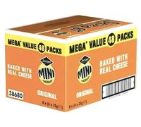 Jacob's Original Mini Cheddars Cheese Biscuits Snack - Pack of 48 Bags, 8x6x25g
