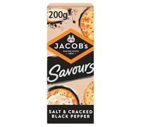 Jacob's Savours Bakes Salt and Cracked Black Peppers Crackers, 200 g (Pack of 1)