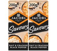 JACOBS Savours Bakes Salt and Cracked Black Peppers Crackers 200 g Pack of
