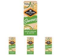 JACOB'S Savours Thins Sour Cream & Chive Crackers, 150 g (Pack of 4)