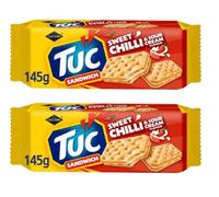 Jacobs TUC Sandwich Biscuits, Sweet Chilli & Sour Cream Flavour, 145g, Pack of 2