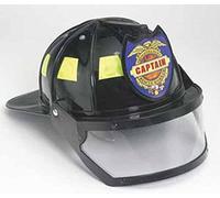 Jacobson Hat Company Men's Adult Plastic Fireman Helmet with Visor, Black, Adult