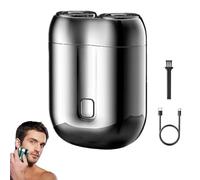 Jacooba Electric Razor, 2025 Upgraded Mini Double Head Electric Shave, Electric Razor for Men, Wet and Dry Electric Shaver, Rechargeable Mens Electric Shavers, Mini Shavers for Home, Travel (Silver)