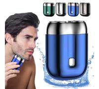 Jacooba Electric Razor, Mini Dual-Head, Men's Portable Rechargeable Waterproof Electric Shaver (Blue)