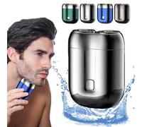 Jacooba Electric Razor, New Model Mini Dual-Head, Silver, Waterproof, Rechargeable, USB, Men's Grooming, Modern Minimalist