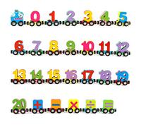 Jacootoys 27 PCS Wooden Train Set Toy Magnetic Number Vehicles Age 3+ Includes 1 Engine Car for Toddlers Boys and Girls, Compatible with Major Brands Train Set Tracks
