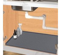 Jacooxi Under Sink Mat 37 x 22 for Kitchen Waterproof, Silicone Under Kitchen Sink Mat, Grey