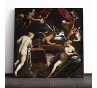 Jacopo Comin Tintoretto Hercules Expelling The Faun Canvas Print | Gallery Wrapped 30mm Frame Wall Art | 20x20 inches | Ready to Hang | Contemporary Picture | Living Room Bedroom Lounge Office