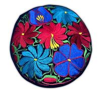 Jacq & Jürgen Tortilla Warmer Pouch Embroidered Mexican Style - Insulated for 8-inch Tortillas - Artisan Accessory - Made in Mexico (Navy Blue - Flowers)