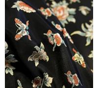 Jacquard Brocade Satin Fabric 59 Inches Wide by The Yard, Comfortable Soft Satin Fabric Cloth for DIY Craft, Wedding Dress, Costumes, Sewing(Size:5Yard,Color:Black Peony)