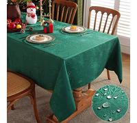 Jacquard Christmas Tablecloth Rectangle 152 x 213 CM, Waterproof Oil Proof Anti-Shrink Holly Leaves Damask Xmas Table Cloth, Fabric Table Cover for Kitchen Dining, Party, Holiday, Green