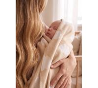 Jacquard cotton baby blanket beige