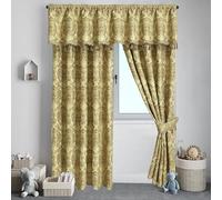 Jacquard Curtains Full Set Pencil Pleat Georgia with Pelmet and Tiebacks Fully Lined Window Drapes for Bedroom Living Room Interior Decoration