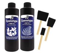 Jacquard Cyanotype Sensitizer Set for Sun Printing on Paper and Fabric, DIY Art Craft Kit Creates Photographic Blueprints with Two Part Chemicals Plus 3 Foam Brushes