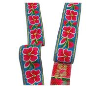 Jacquard Embroidered Webbing Ribbon, Jacquard Embroidered Flowers Pattern Ribbon Multicolor 33mm x 7m(Color 32)