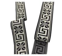 Jacquard Embroidered Webbing Ribbon, Jacquard Embroidered Flowers Pattern Ribbon Multicolor 33mm x 7m(Color2)