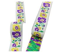 Jacquard Embroidered Webbing Ribbon, Jacquard Embroidered Ribbon Trim Multicolor 33mm x 7m(Color 30)