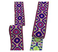 Jacquard Embroidered Webbing Ribbon, Jacquard Embroidered Ribbon Trim Multicolor 33mm x 7m(Color 44)