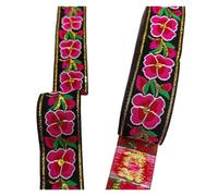 Jacquard Embroidered Webbing Ribbon, Jacquard Embroidered Webbing Ribbon Flower Design 33mm 7m Multicolor(Color 38)