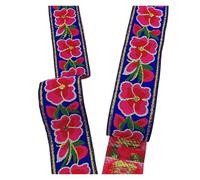 Jacquard Embroidered Webbing Ribbon, Jacquard Embroidered Webbing Ribbon Flower Design 33mm 7m Multicolor(Color 54)