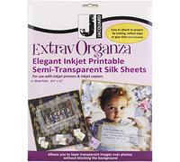 Jacquard ExtravOrganza A4 Inkjet Sheets - 100% Silk Organza Printable Fabric Sheets for Inkjet Printers - Semi-Transparent Fabric for Scrapbooking, Cards, Mixed Media, Layered Art