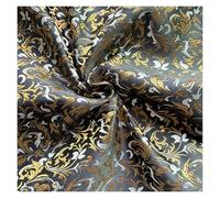 Jacquard Fabric Brocade Jacquard Wheat Flower Fabrics for Sewing Cheongsam Material DIY Sewing Loungewear Suit Lining(Black Gold,100cmx75cm)