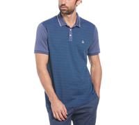 Jacquard Front Basketweave Pattern Polo Shirt In Blue Indigo