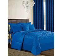 Jacquard Luxury Quilted Bedspread Bed Throw with 2 Pillow Shams 3 Piece Comforter Set Single Double & Super King (Royal Blue, Super King)