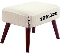 Jacquard Ottoman Covers Slipcover for Footstool Pouffe Foot Stool Stretch Fit Square Rectangle Round Small Large Bar Footrest Protector Cover with Elastic Bottom Washable Customizable(Beige White,55 x