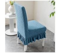 Jacquard Pattern Stretch Chair Cover with Elastic Hem for Chairs Requiring Full Back and Seat Coverage (Azure Blue)