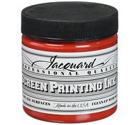 Jacquard Professional Screen Print Ink, Water-Soluable, 4oz Jar, Bright Red (105)