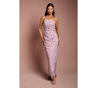 Jacquard Satin Midaxi Dress With Wrap Skirt Coast Lilac 10