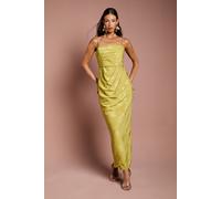 Jacquard Satin Midaxi Dress With Wrap Skirt Coast Olive 8