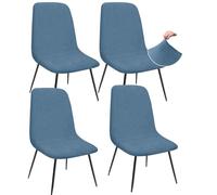 Jacquard Thickened Elastic Dining Chair Covers, Low Back Chair Slipcovers for Hotel, Banquet, Wedding, Party Decoration(Azure Blue,Set of 4)