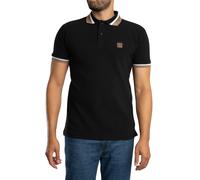 Jacquard Trim Ottoman Rib Polo Shirt Black XXL